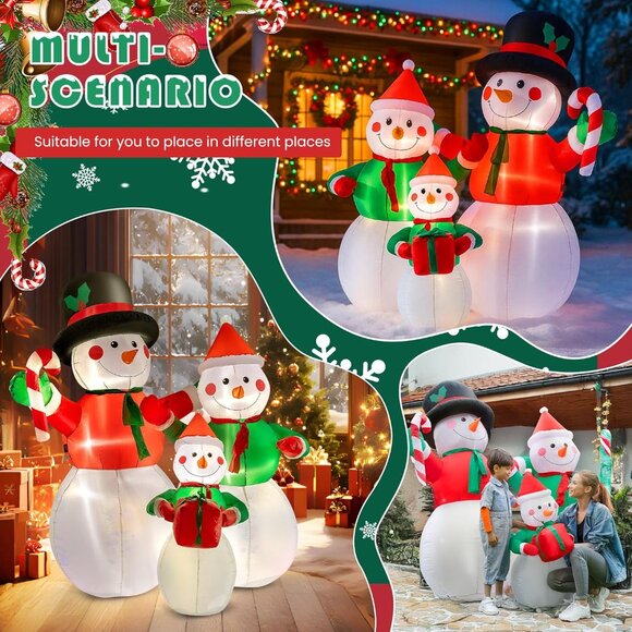 🆕6FT Christmas Inflatable Snowman Family Navidad Blow Up Outdoor Decoration - Picture 8 of 8